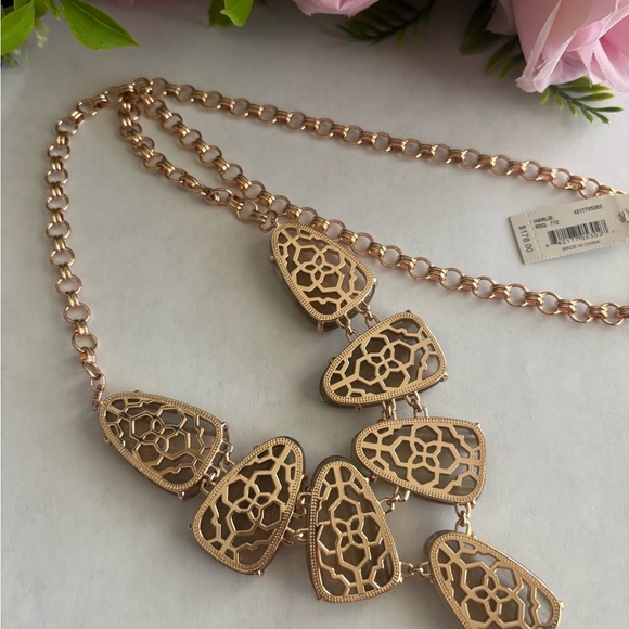 NWT Harlie Rose Gold Statement Necklace in Dusted Glass - Picture 5 of 7